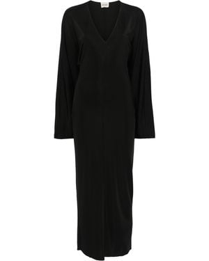KHAITE Jersey Plunging V-Neck Maxi Dress - Black