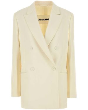 Jil Sander Cream Wool Blazer - Natural