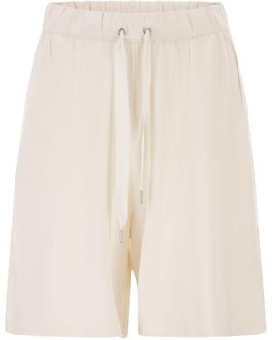 Majestic Stretch Viscose Bermuda Shorts With Drawstring Waist - White