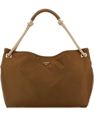 Prada Re Nylon Large Mariner Shopping Bag - Brown