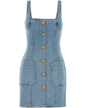 Balmain Stretch Denim Dress - Blue