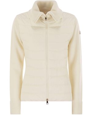 Moncler Cardigan en laine rembourrée avec zip - Blanc