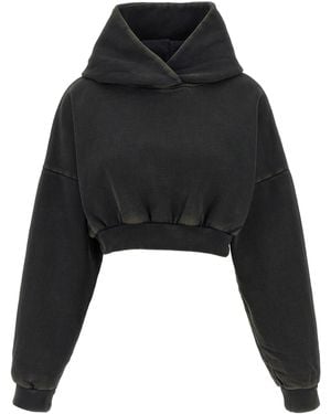 Entire studios Cropped Heavy Hood Sweatshirt - Black