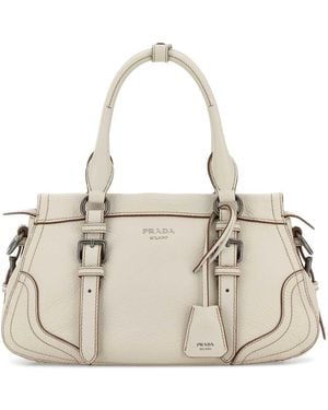Prada Ivory Leather Large Handbag - Natural