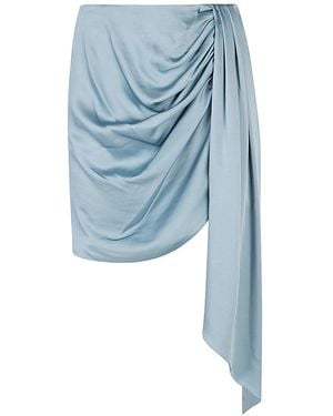Jonathan Simkhai Mae Draped Satin Mini Rok - Blauw