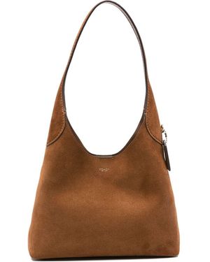 COACH Braune Lederhandtasche Reißverschluss Gebogen