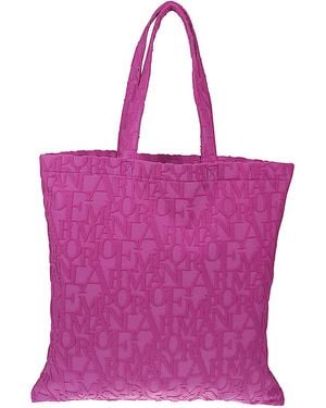 Emporio Armani Striped Beach Tote - Purple