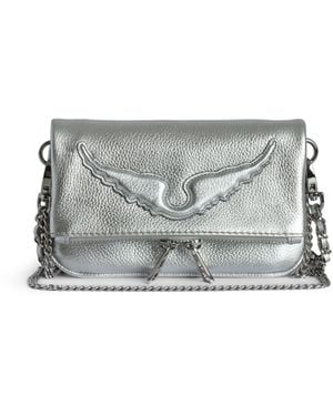 Zadig & Voltaire Rock Nano Wings Metallic Grain Bags - Grey