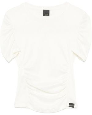 Pinko Martello Ruched-Detailing T-Shirt - White