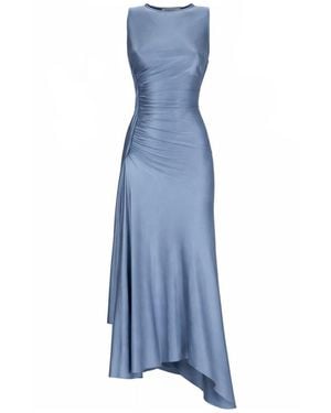Victoria Beckham Woven And Draped Dress Viscose - Blue