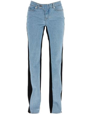Mugler Bicolor Rechte Poot Jeans Met Twee - Blauw