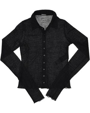 Ann Demeulemeester Camisa Mele Slim Fit De Jersey De Lana Jacquard - Negro