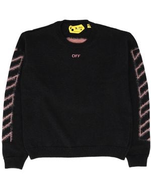 Off-White c/o Virgil Abloh Off Diag Arrow Strick-Rundhalsshirt - Schwarz