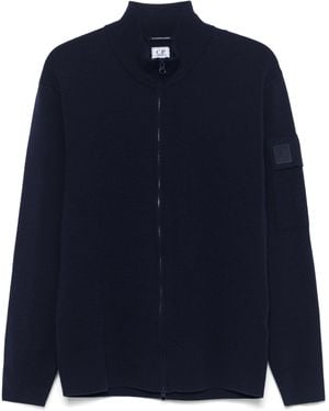 C.P. Company Metropolis Serie extra feine Merino Wolle mit Reißverschluss an Strickjacke mit Reißverschluss - Blau