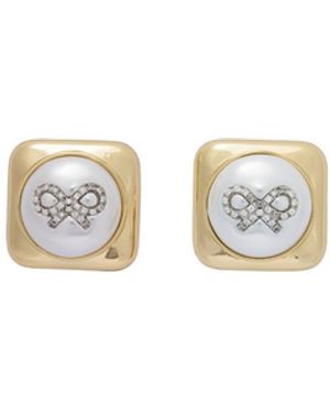 Self-Portrait Square Earrings - White