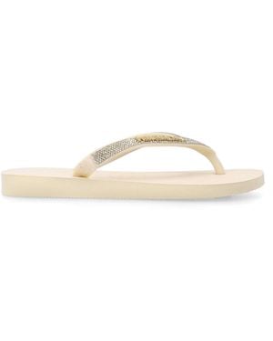 Havaianas Mini Top Glow Crystal-Strap Flip-Flops With Textured Footbed - White