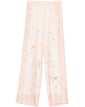 forte_forte Printed Silk Trousers - Pink