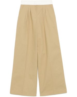Officine Generale Elia Trousers Twill Cot Piedye Clothing - Natural