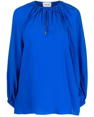 PHAEONIA Faeonia Anita Lange Mouwen Blouse - Blauw