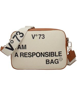 V73 V ° 73 Umhängetaschen Responsivier bis Frauen Polyester Beige/Leder - Mehrfarbig