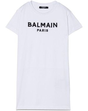 Balmain Jurk Met Logo - Wit