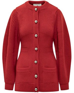 Lanvin Geribbeld Vest Met Knoop - Rood