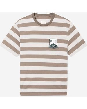 Emporio Armani Striped Cotton T Shirt - Grey
