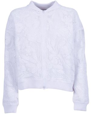Kangra Cashmere Bomber De Cachemira Kangra Cornely Con Fodera E Paillettes - Blanco