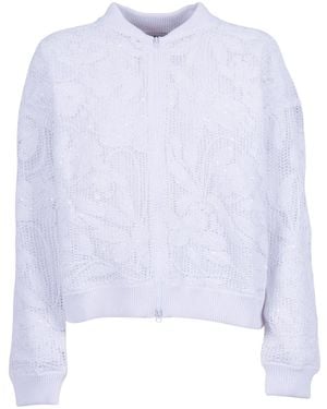 Kangra Cashmere Bomber Cornely Con Fodera E Paillettes - White