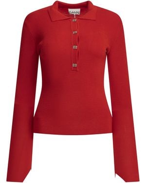 Ganni Polo De Lana Merino - Rojo