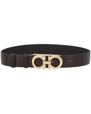 Ferragamo Reversible Hooks Belt Leather - Black