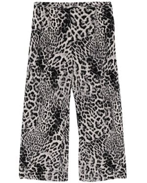 Norma Kamali Leopard Print Wide Leg Pants - Gray