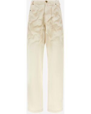 Willy Chavarria Bad Boy Cotton Jeans With A Wrinkled Texture - Natural