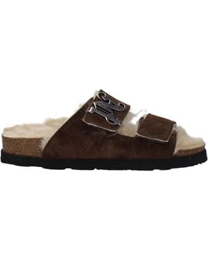 Palm Angels Slippers and HOVES Femmes en daim marron