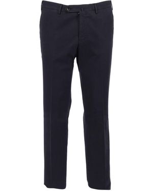 PT01 Slank, Plat Front, Diagonale Zakken, Onafgewerkt - Blauw