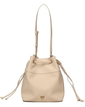 Pinko Leather Bucket Bag - Natural
