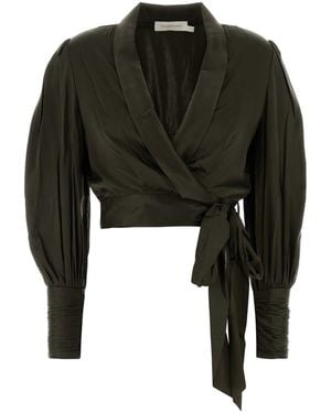 Zimmermann Silk Wrap Top - Black