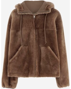 Blancha Shearling Reversible Jacket - Brown