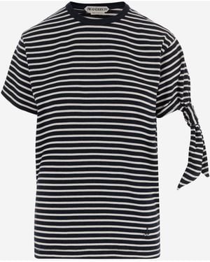 JW Anderson Jw Anderson Striped Cotton T Shirt - Black