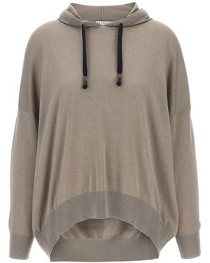 Brunello Cucinelli Wolle und Seidenmischung Hoodie - Grau