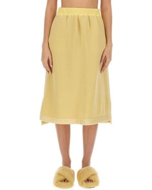 Jil Sander Flowing Virgin Wool Midi Skirt - Yellow