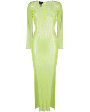 Santa Brands Diamonds Rhinestone-Embellished Mesh Maxi Dress - Green