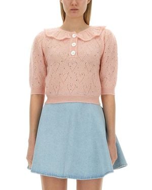 Alessandra Rich Hearts Jersey - Blue
