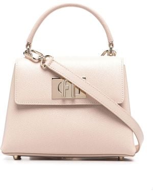 Furla Beige Leder Foldover Ballerina Tasche - Natur