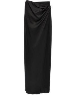 Tom Ford Maxi-Wikkelrok Met Leren Ceintuur - Zwart