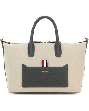 Thom Browne Sand Canvas Duffle Small Handbag - Multicolour