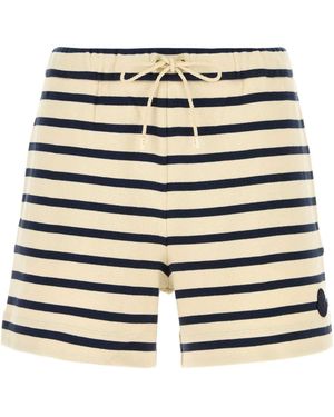 Moncler Embroidered Cotton Shorts - Blue