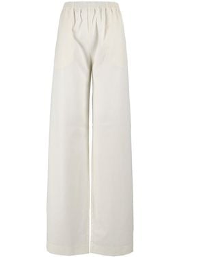 Fabiana Filippi Flannel Elastic Waist Wide-Leg Trousers - White
