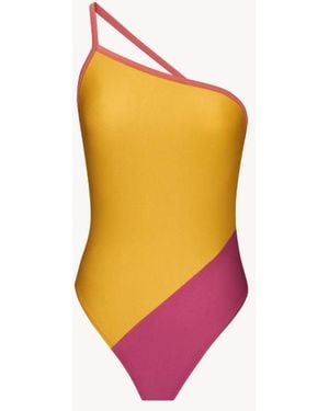 Saint Laurent Maillot De Bain Één Schouder - Geel