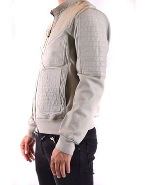 Neil Barrett Leather Zip-Up Jacket With Front Pockets - Grey